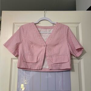 Pink Gingham Shrug
